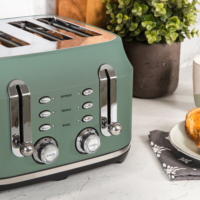 Rangemaster RMCL4S201MG 4 Slice Toaster - Mineral Green